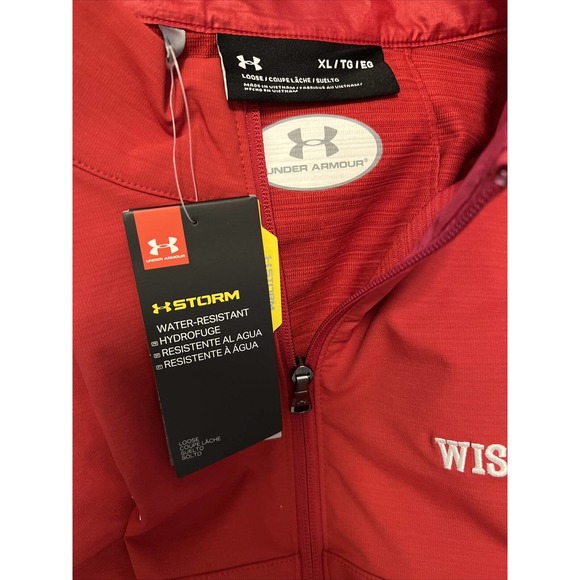 Under Armour Wisconsin Badgers Full Zip Jacket Red XL/TG/EG UA Storm - Picture 5 of 5